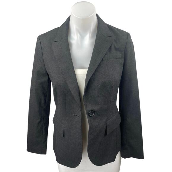 Banana Republic Women's Gray One Button Collar Long Sleeve Blazer Coat Jacket 0 - Picture 1 of 4